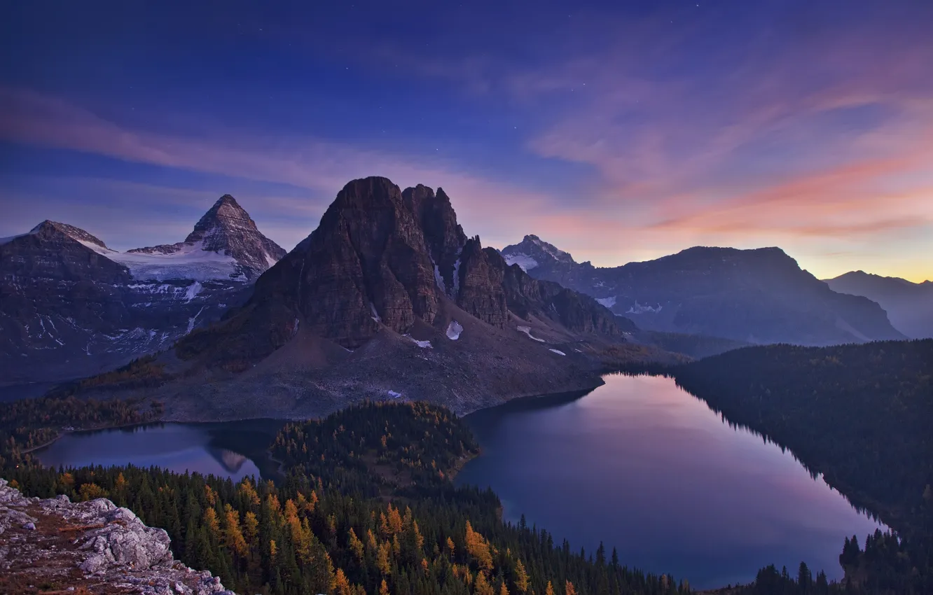 Фото обои звезды, горы, озеро