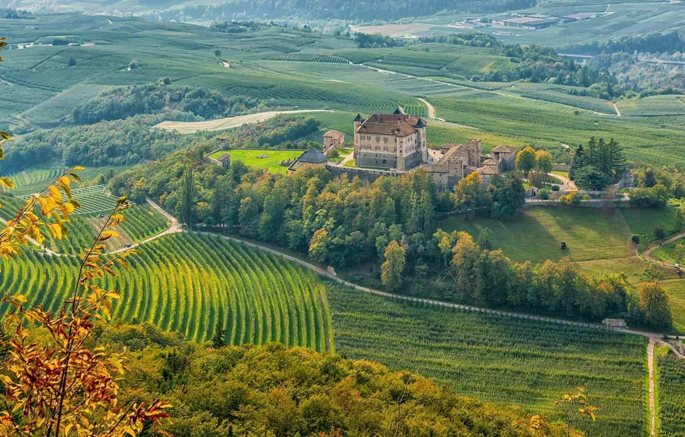 Фото обои замок, Италия, Trentino-Alto Adige, Ital, Castel Thun, Ton