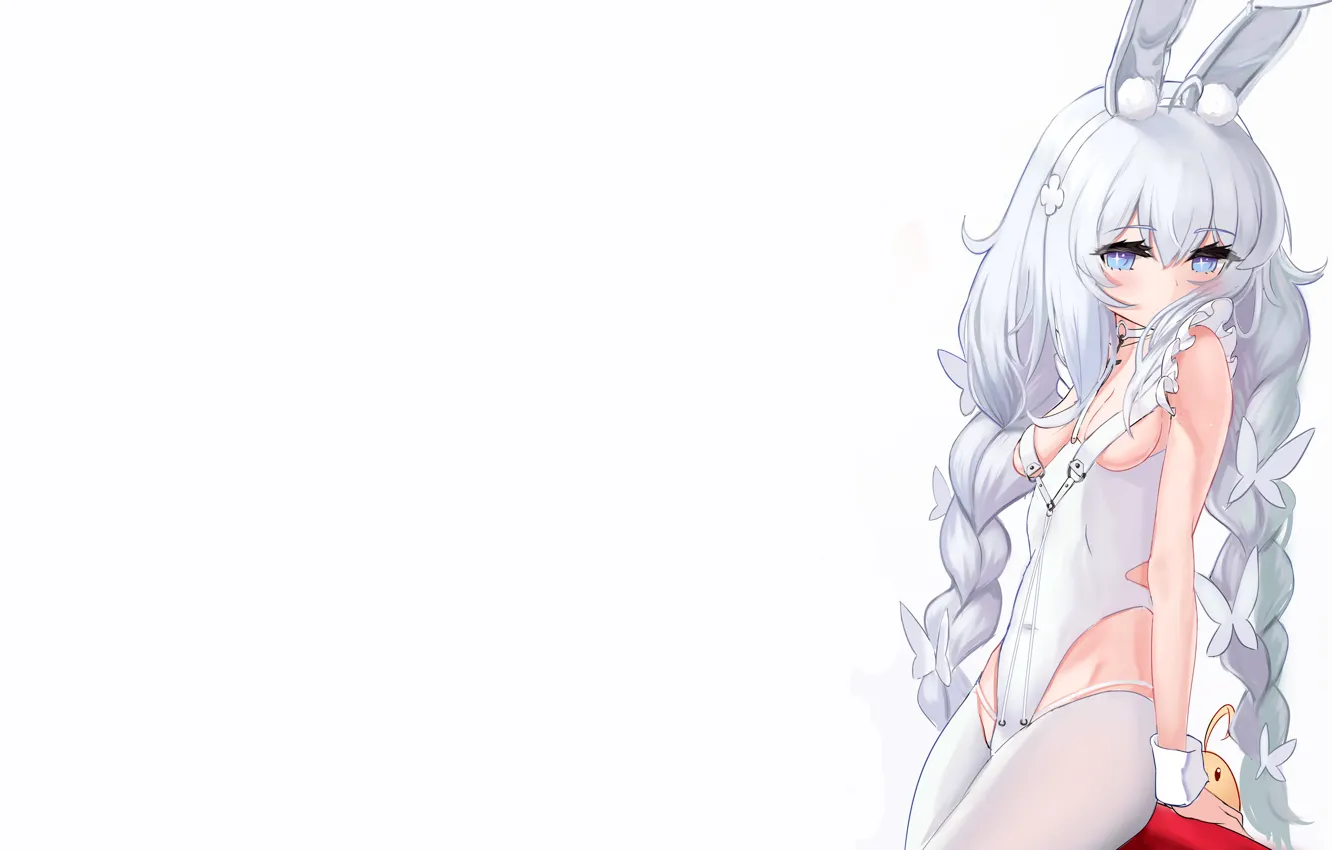 Фото обои girl, sexy, cleavage, thighhighs, long hair, boobs, anime, beautiful