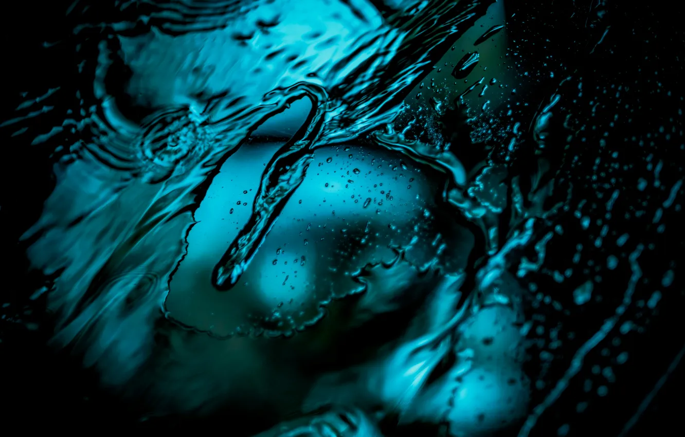 Фото обои NATHAN MULLET, Water drops window, water drops on blue surface