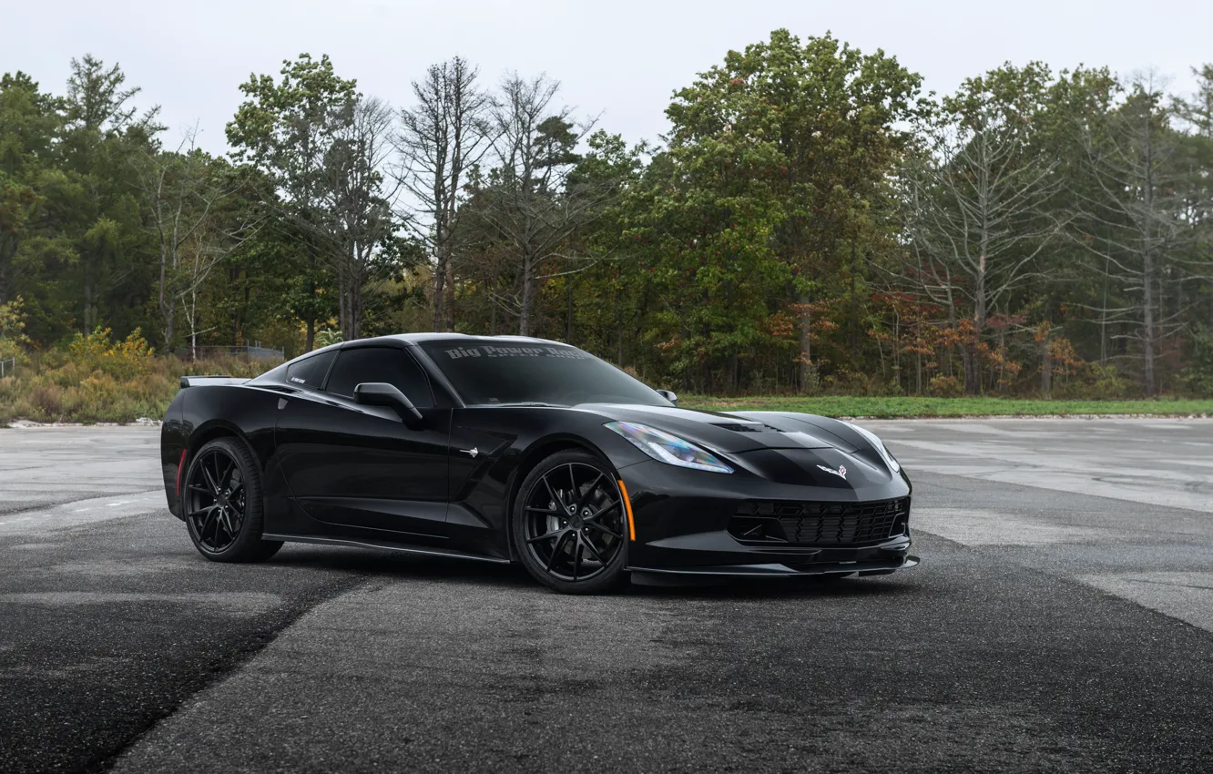 Фото обои corvette, black, chevrolet, stingray