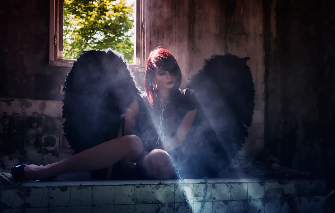 Фото обои ангел, цепь, разруха, Dark Angel, Eric Bayard