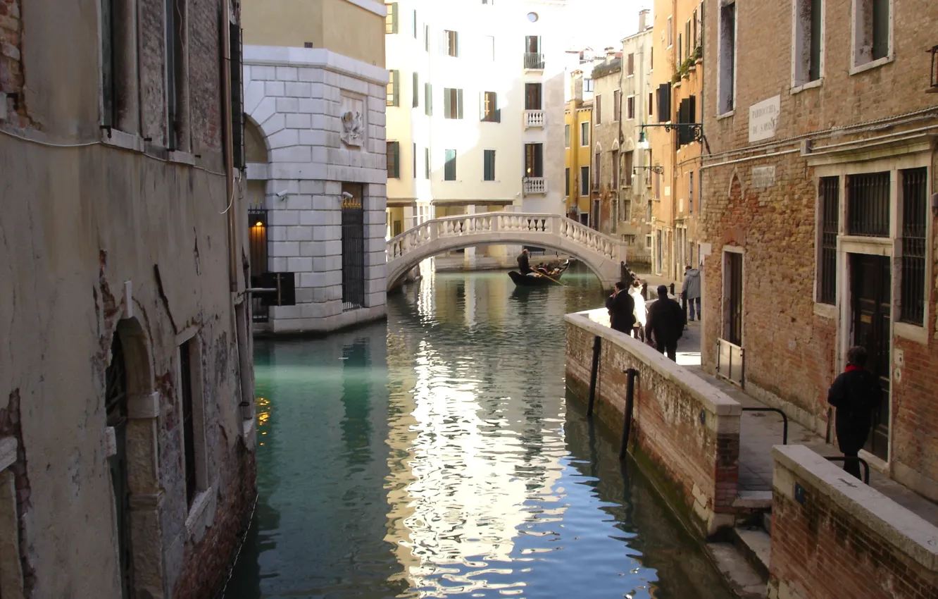 Фото обои улица, здания, дома, Италия, Венеция, канал, мостик, Italy