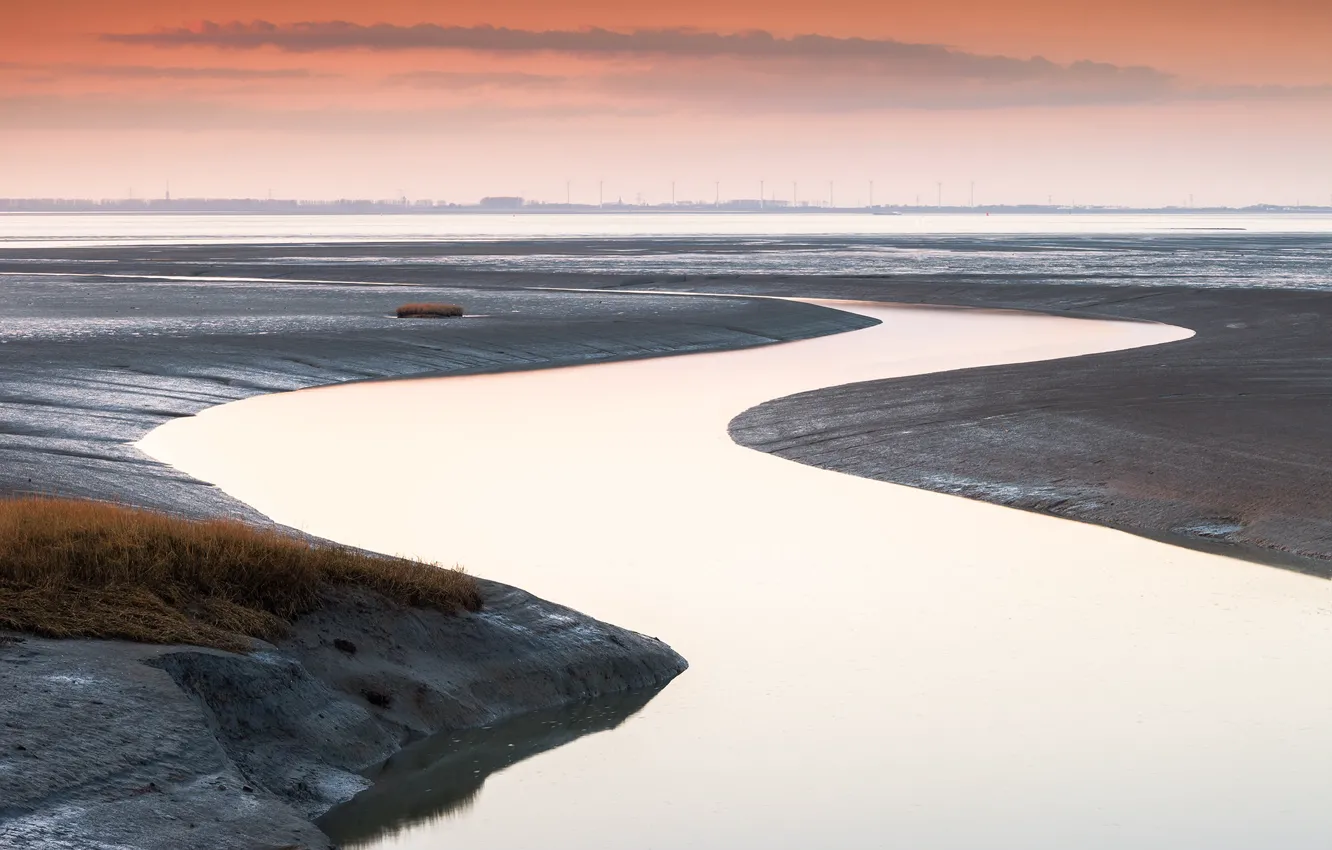 Фото обои закат, Netherlands, Ossenisse