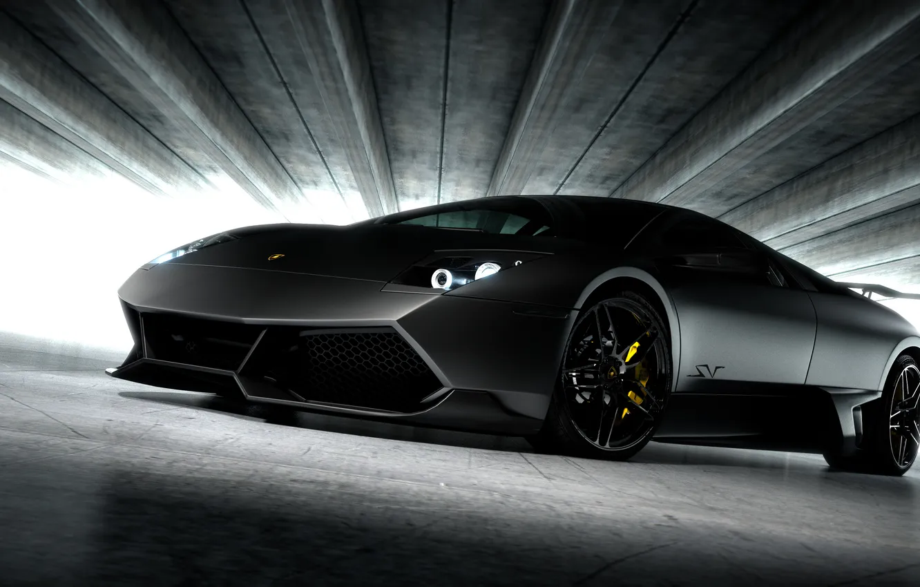 Фото обои чёрный, Lamborghini, матовый, black, ламборджини, Murcielago, LP670-4, ламборгини