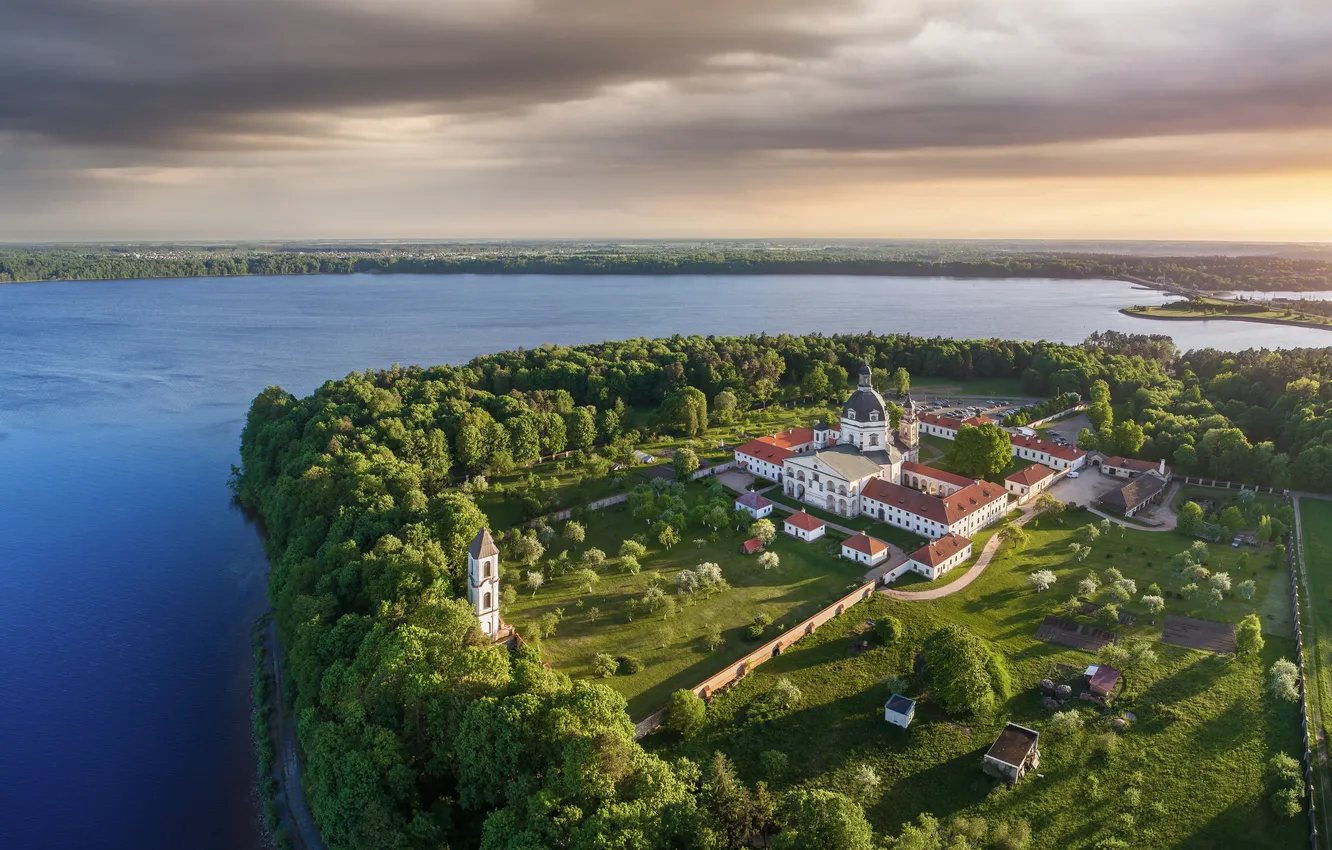 Фото обои landscape, monastery, lagoon, landmark, lietuva, lithuania, kaunas