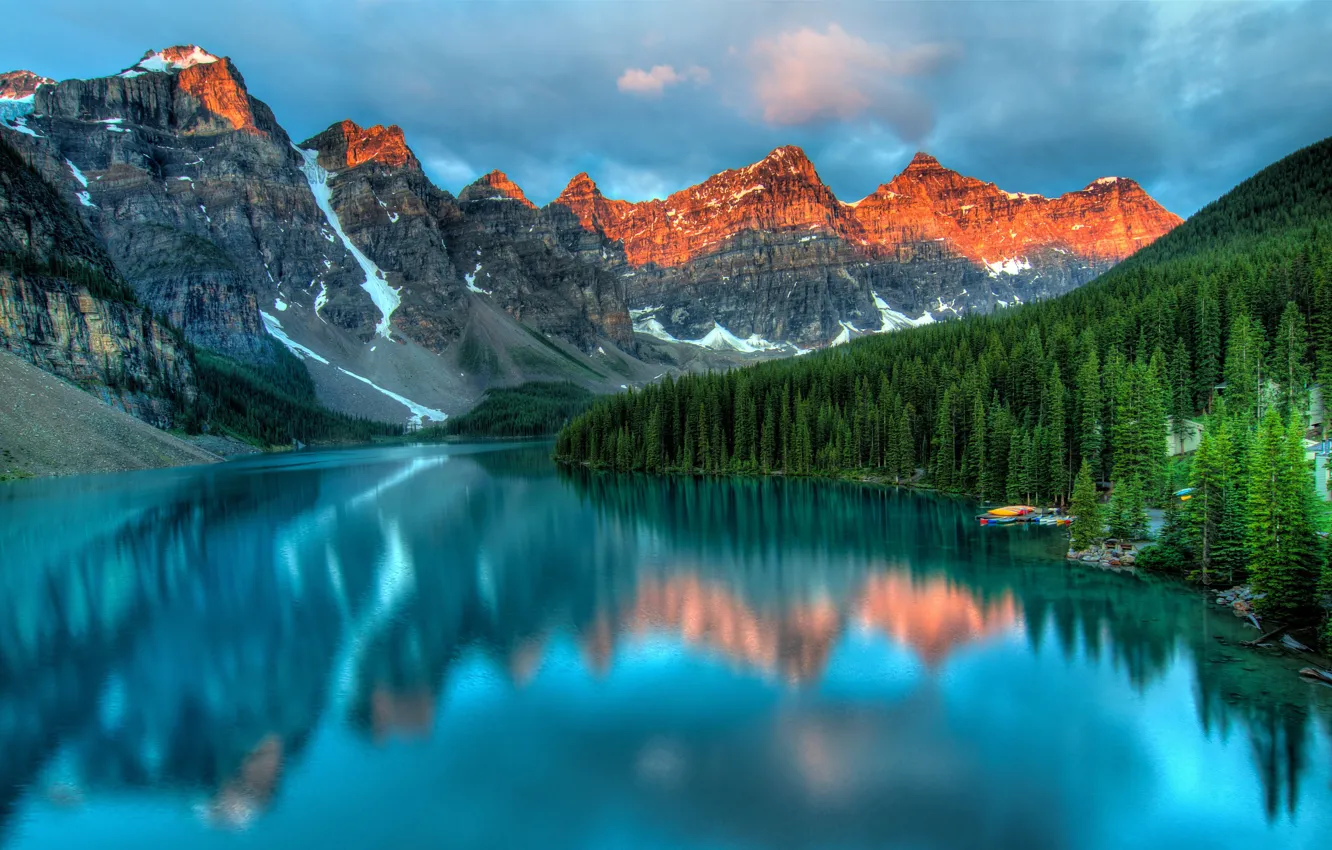 Фото обои пейзаж, горы, природа, озеро, горные вершины