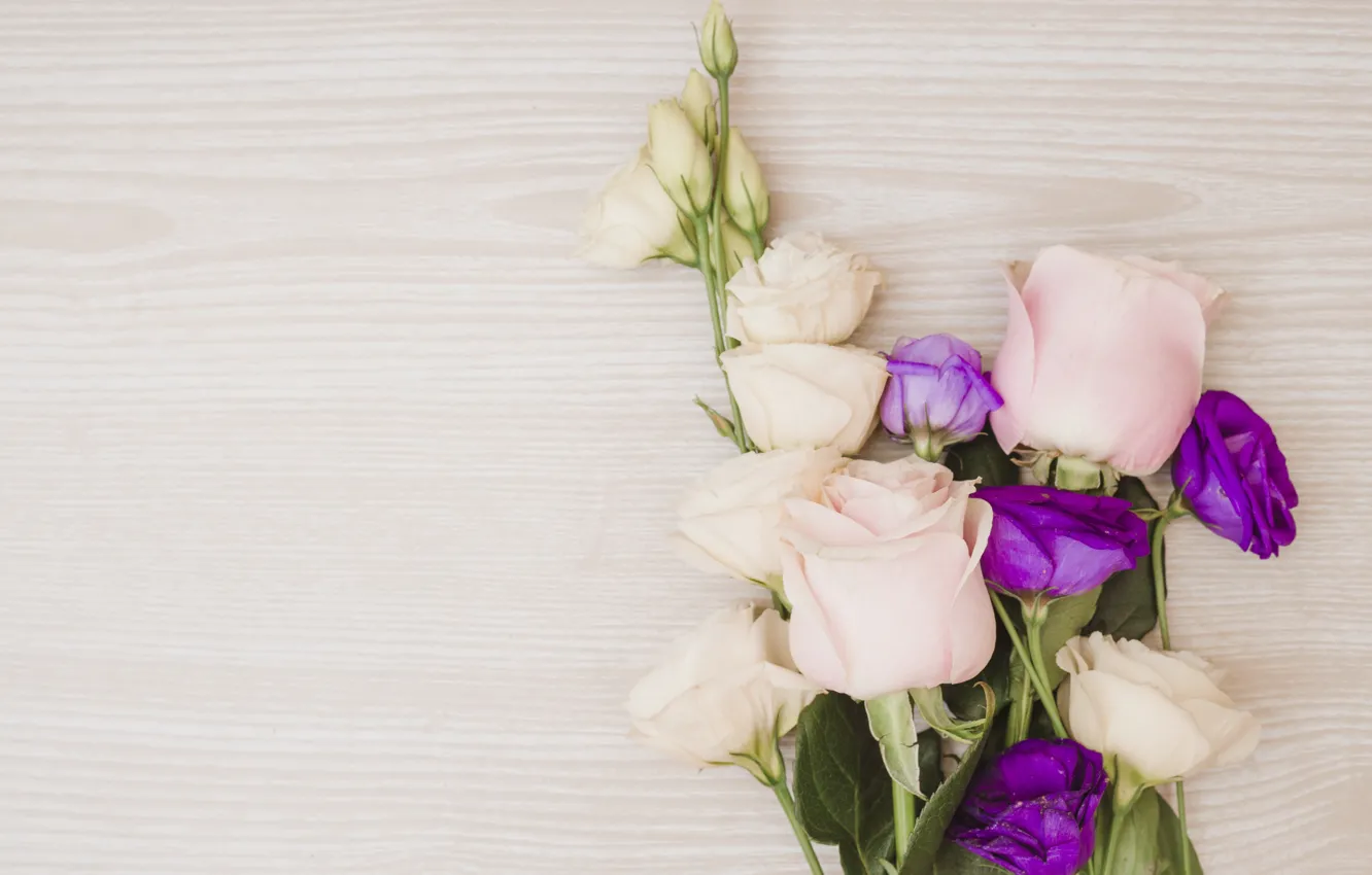 Фото обои цветы, розы, букет, pink, flowers, purple, roses, эустома