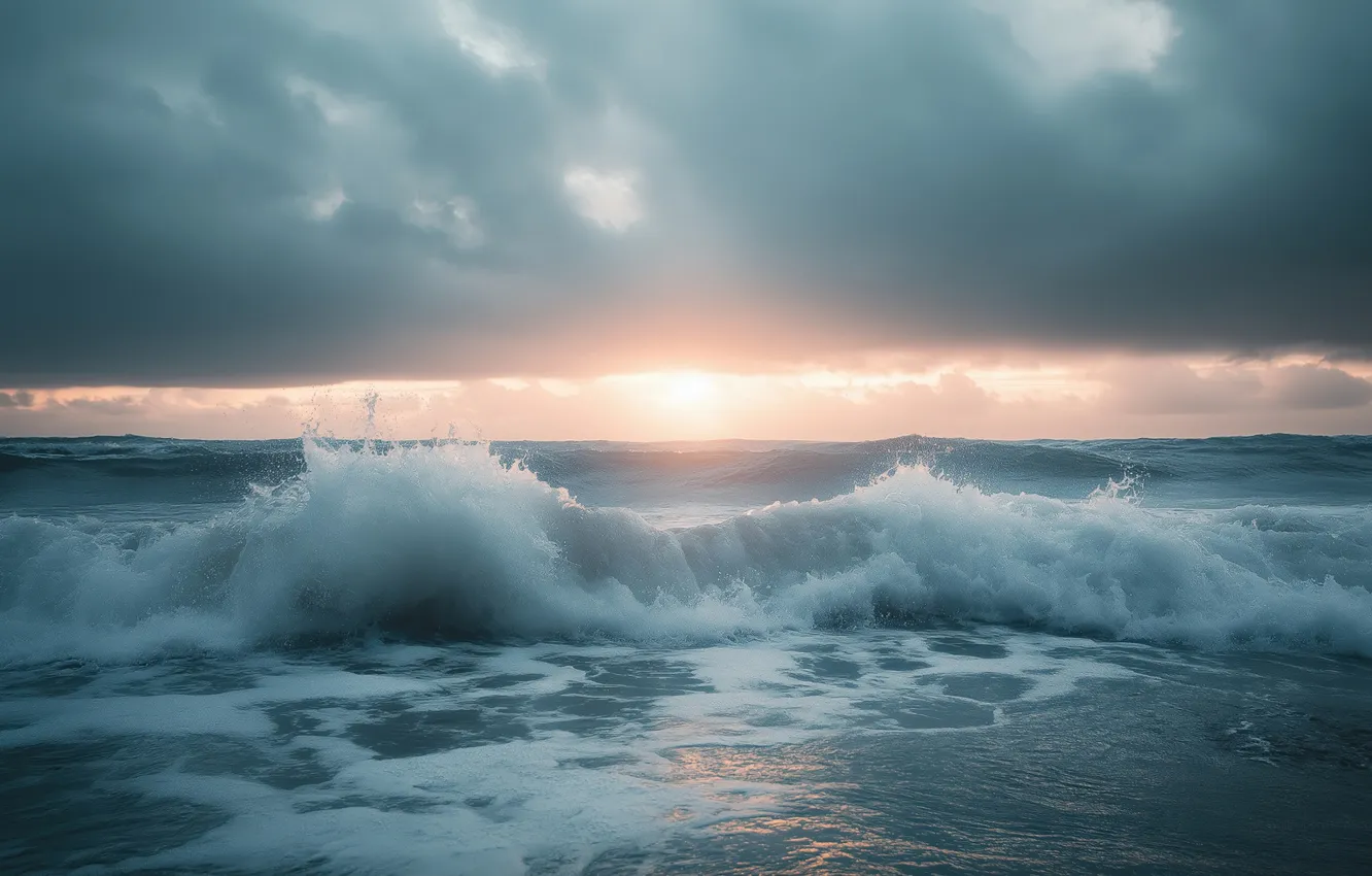 Фото обои nature, Storm Clouds, Crashing Waves