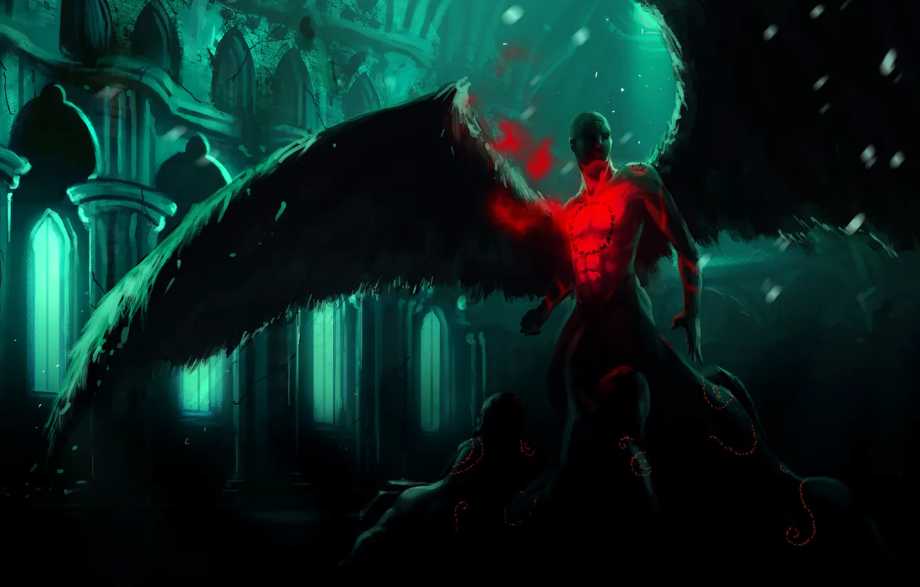 Фото обои фантастика, крылья, демон, арт