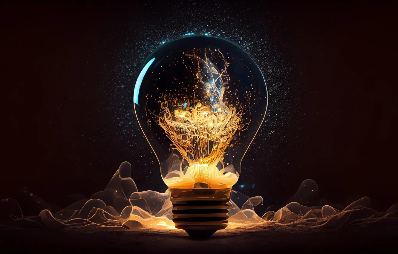 Фото обои ideas, glowing, solution, innovative, filament, ignites