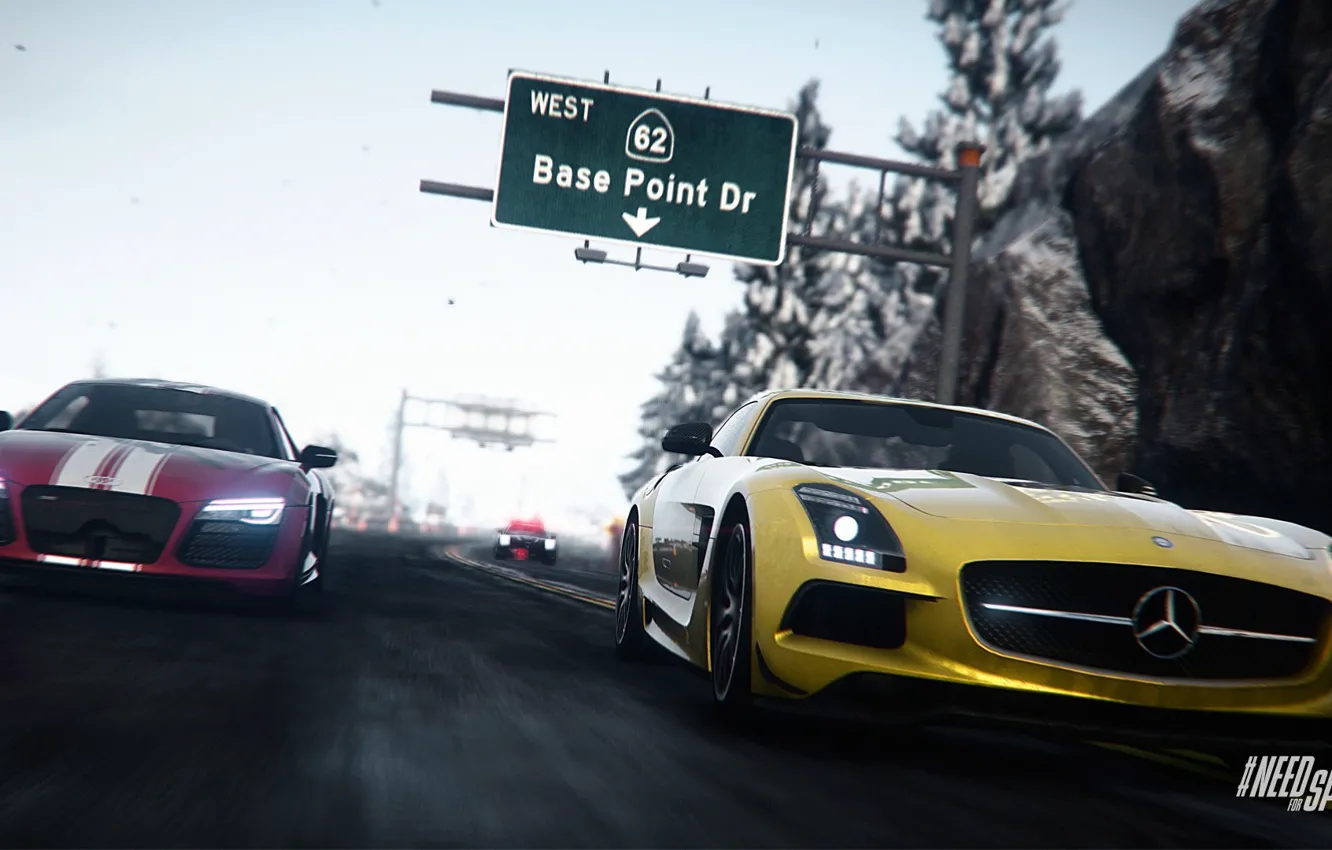 Фото обои Audi, Mercedes, Need for Speed, nfs, SLS, 2013, Rivals, NFSR