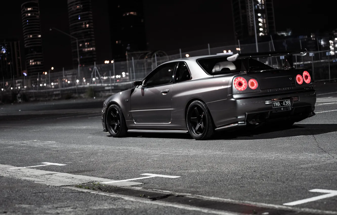 Фото обои ночь, city, город, nissan, ниссан, night, скайлайн, skyline.gtr