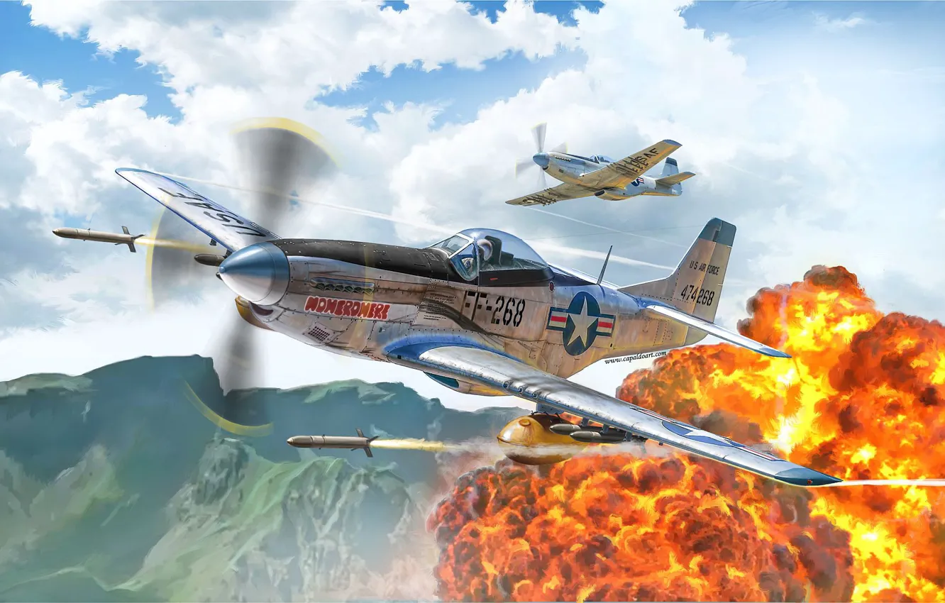 Фото обои истребитель, США, US Airforce, Gianluca Capaldo, Война в Корее, F-51D Mustang Korean War