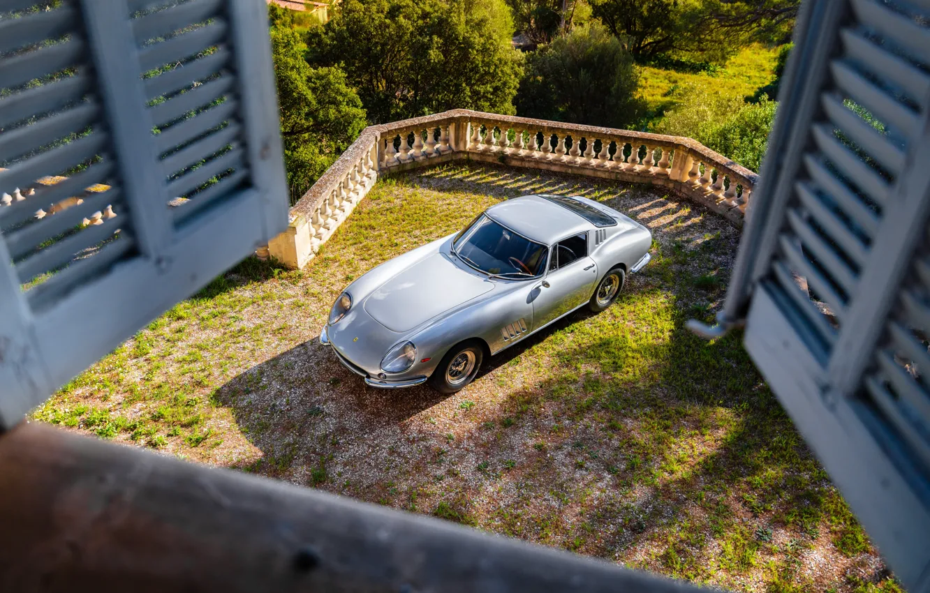 Фото обои Трава, Сверху, Ferrari, 1966, Спортивный автомобиль, Sports cars, Ferrari 275 GTB 2 Long Nose Torque …