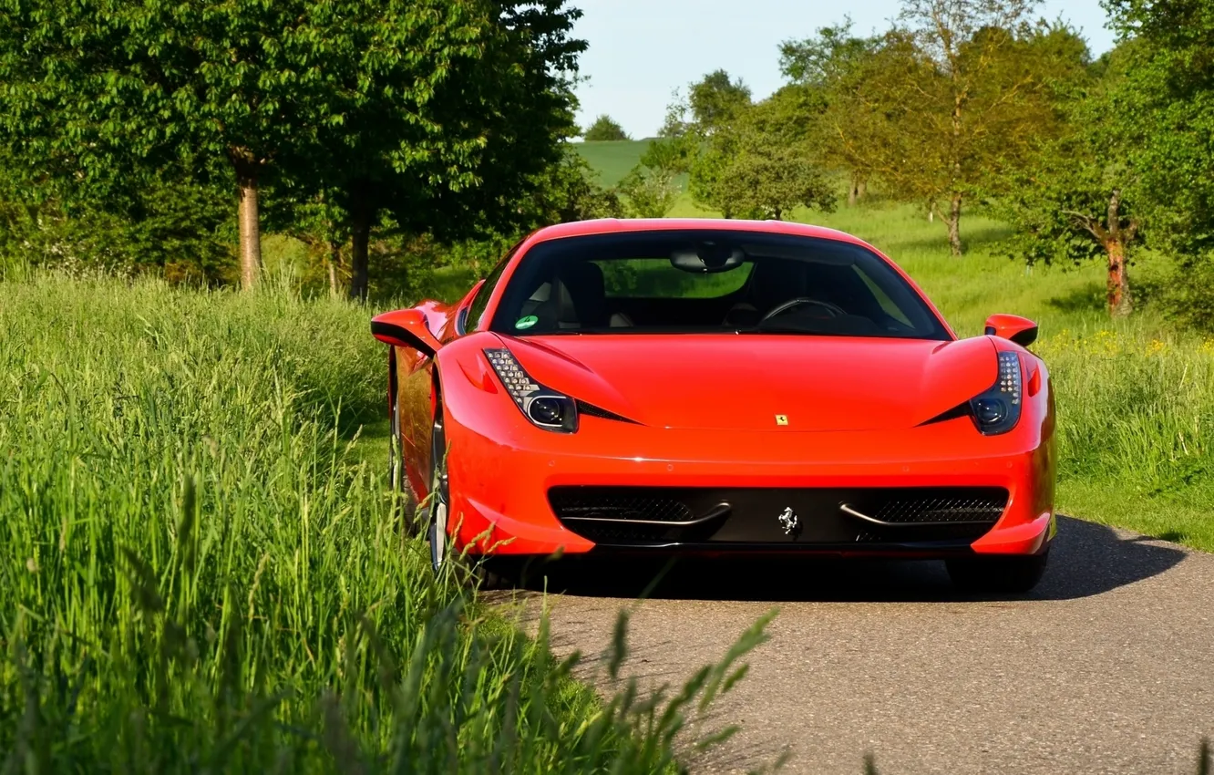 Фото обои red, logo, Ferrari 458