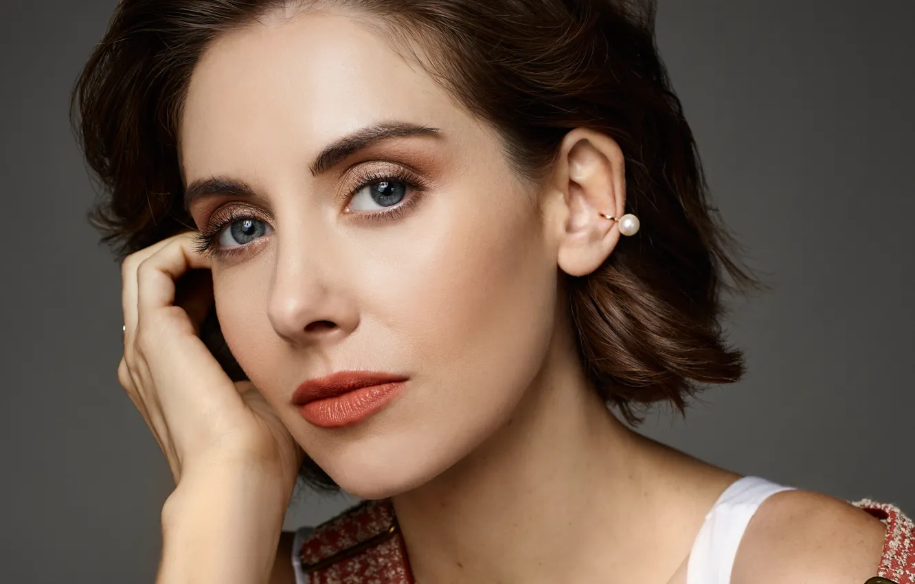Фото обои взгляд, девушка, лицо, макияж, Alison Brie