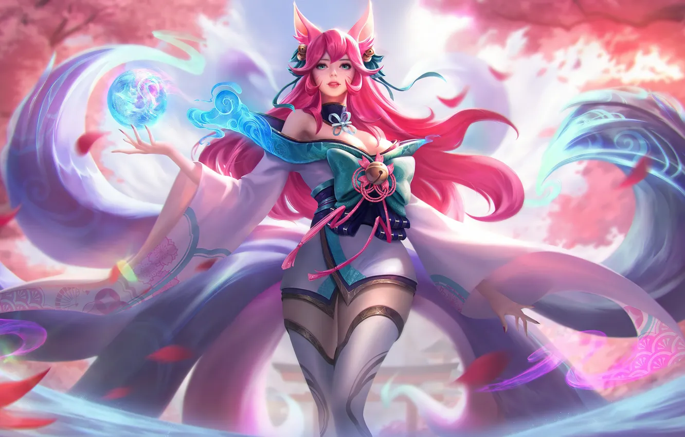 Фото обои Art, League of Legends, LoL, Ahri, Beautiful Ahri