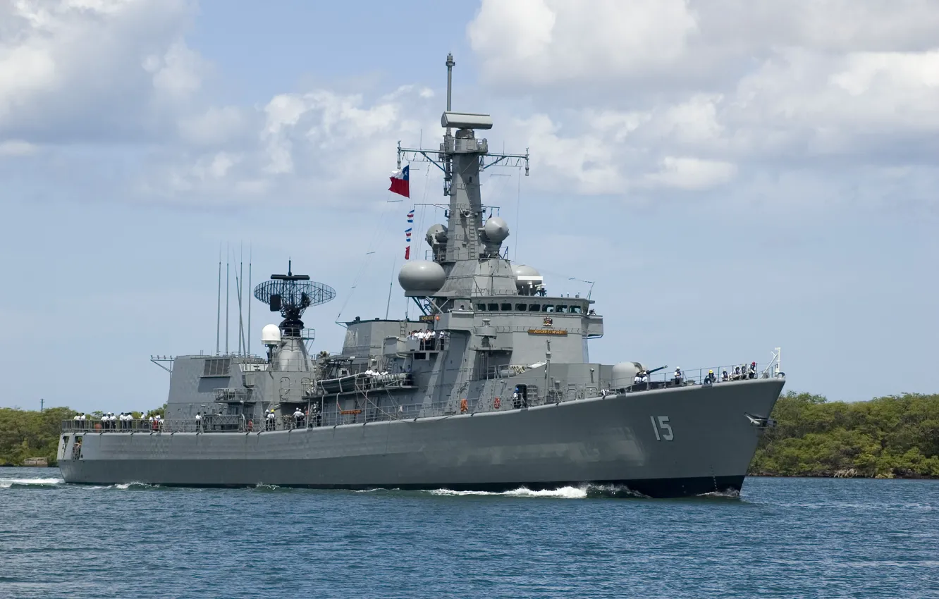 Фото обои ВМС Чили, Armada de Chile, Фрегат УРО, Тип «Карел Дорман», Almirante Blanco Encalada FF-15