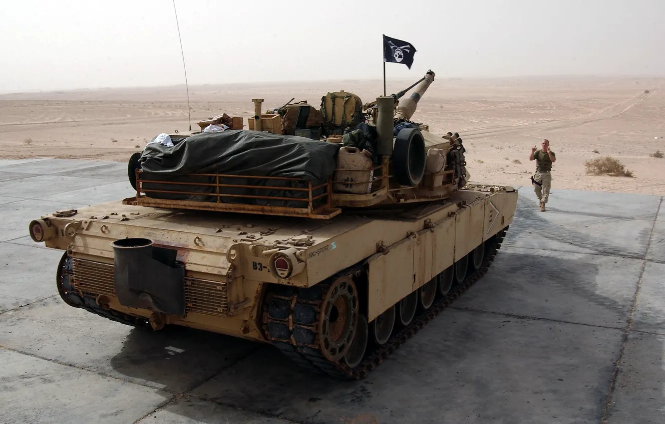 Фото обои пустыня, танк, США, боевой, Абрамс, основной, M1 Abrams