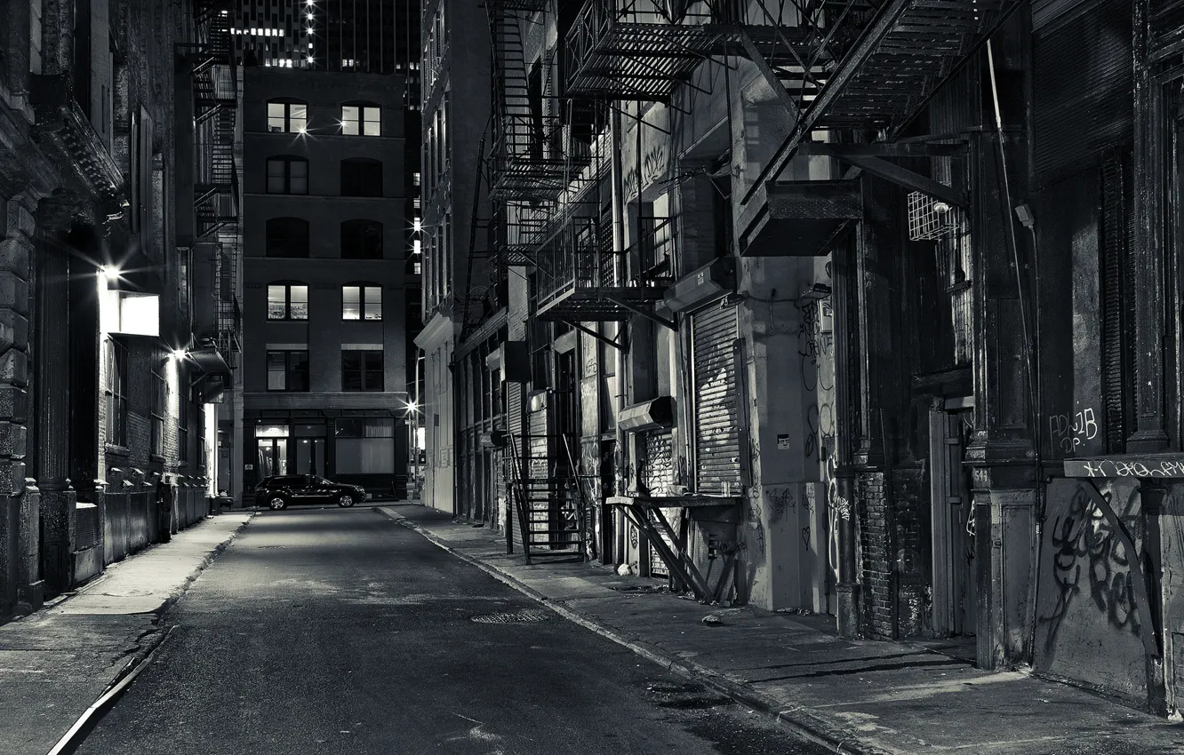 Фото обои город, USA, переулок, New York City, гетто