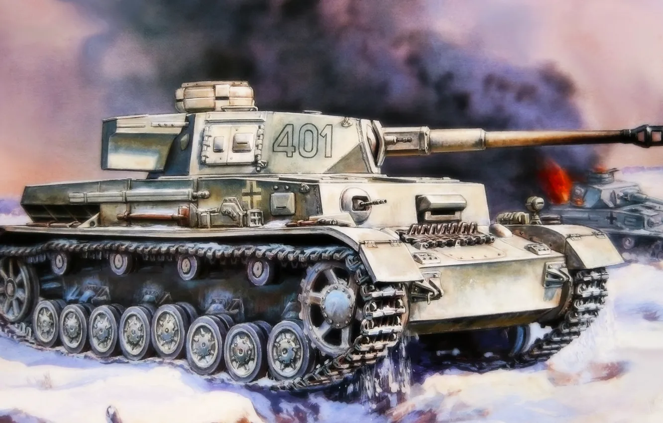 Фото обои рисунок, PzKpfw IV, немцы, вермахт, панцер 4, средний танк