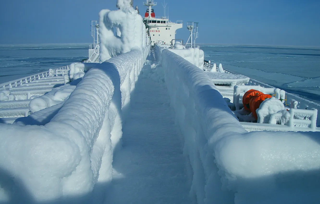 Фото обои Канада, танкер, обледенение