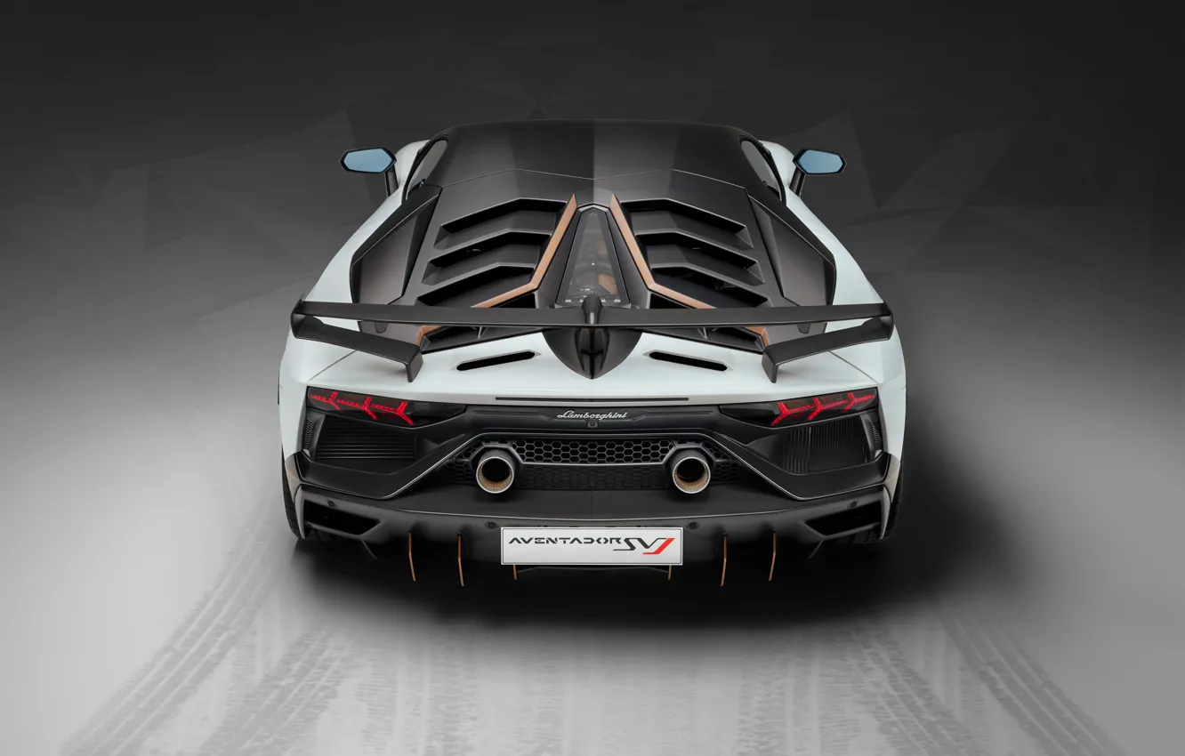 Фото обои Lamborghini, суперкар, вид сзади, 2018, Aventador, Aventador SVJ, SVJ 63