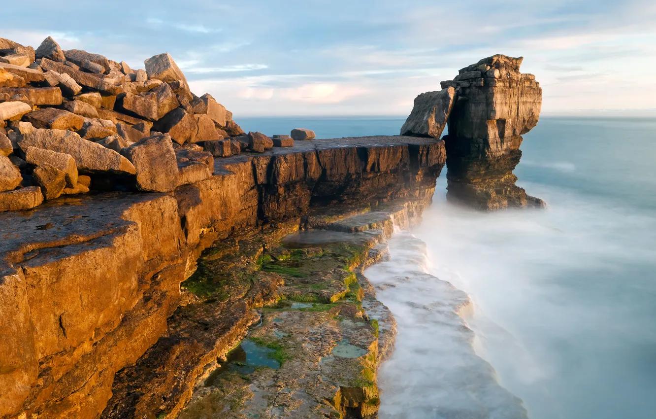 Фото обои море, камни, скалы, Англия, Дорсет