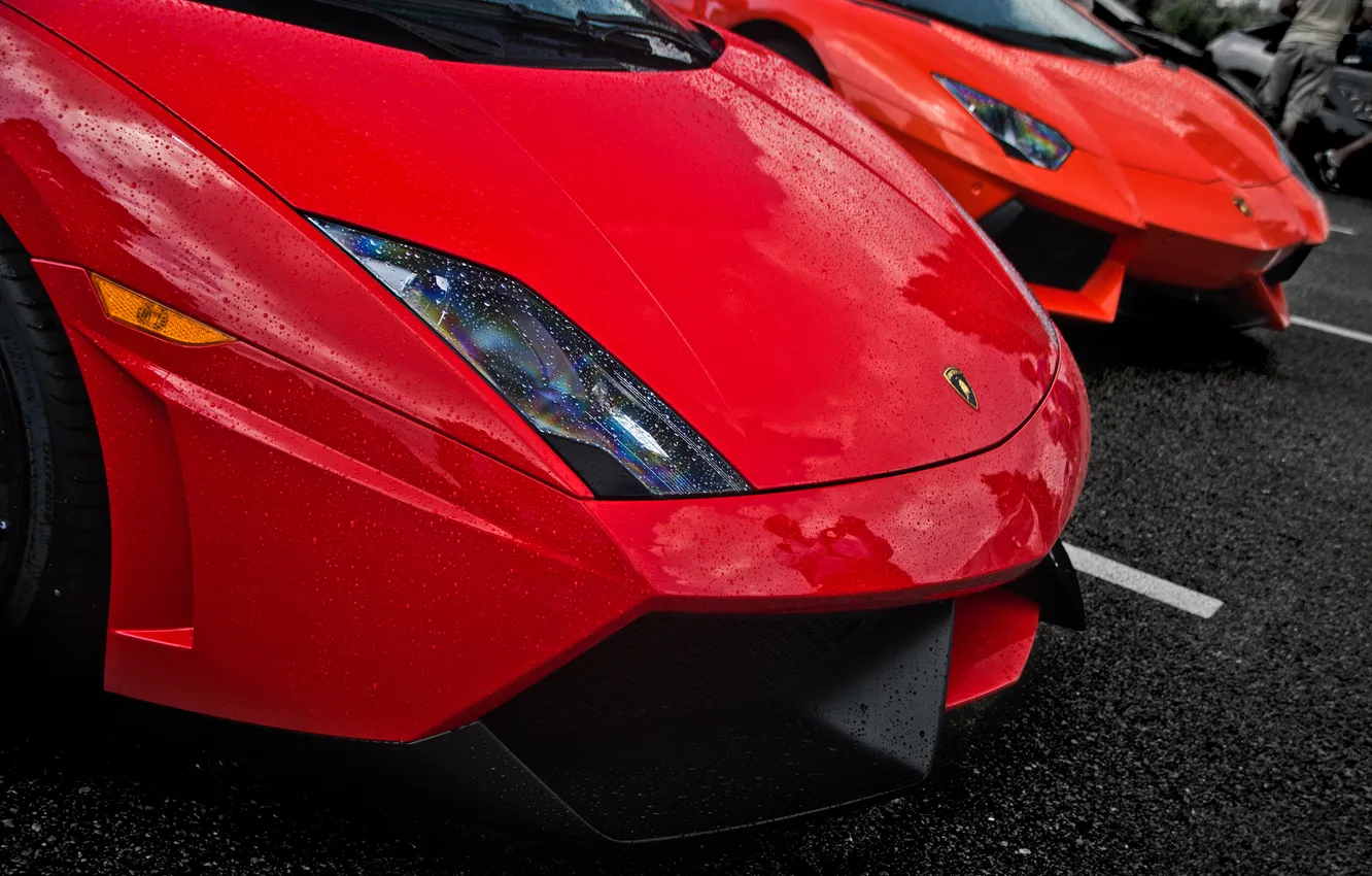 Фото обои оранжевый, красный, Lamborghini, gallardo, aventador, ламборгини, авентадор, Super Trofeo Stradale