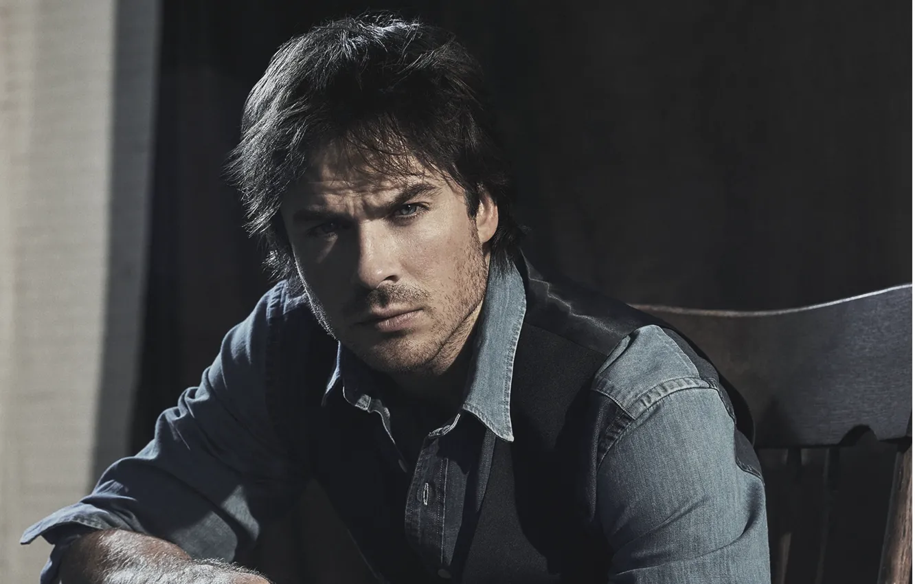 Фото обои взгляд, актер, рубашка, Ian Somerhalder, Йен Сомерхолдер