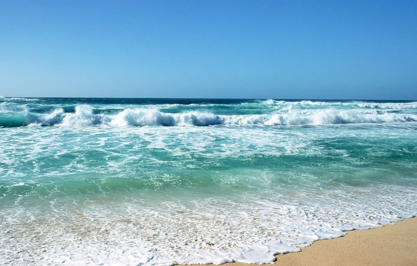 Фото обои песок, волны, пляж, лето, небо, Море