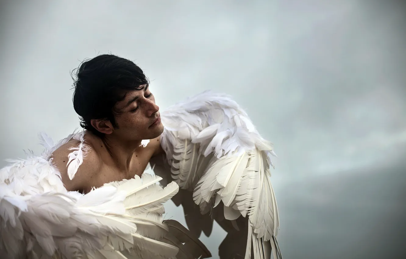 Фото обои человек, крылья, ангел