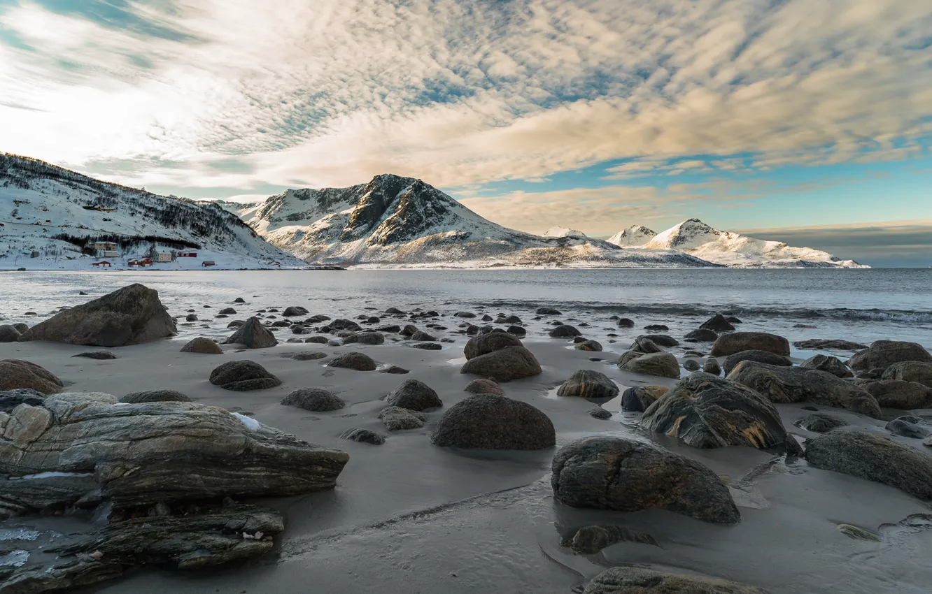 Фото обои море, камни, побережье, Норвегия, Norway