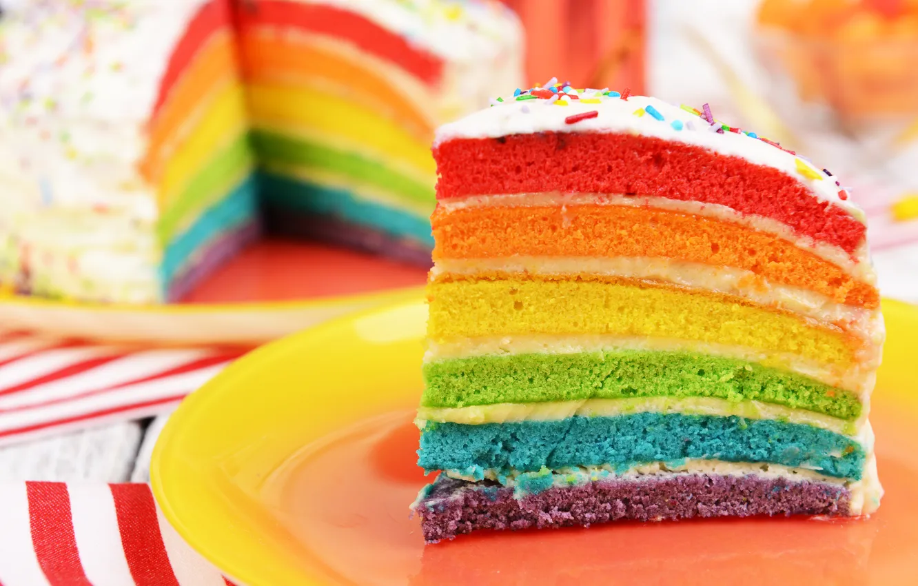 Фото обои радуга, colorful, торт, rainbow, cake, Happy, День Рождения, Birthday