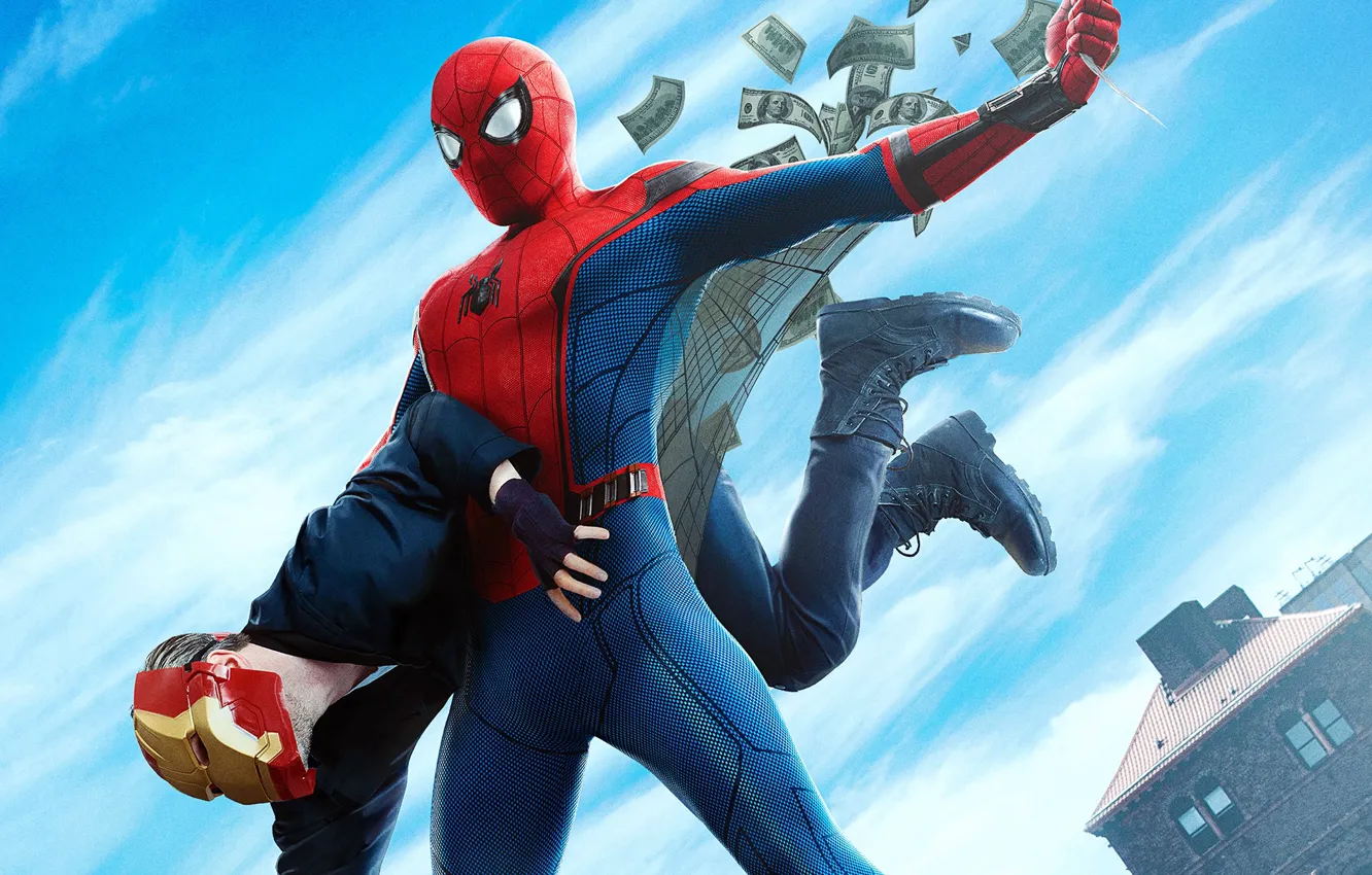 Фото обои Marvel Comics, Peter Parker, Movie, Tom Holland, Spider-Man: Homecoming, Человек-паук: Возвращение Домой