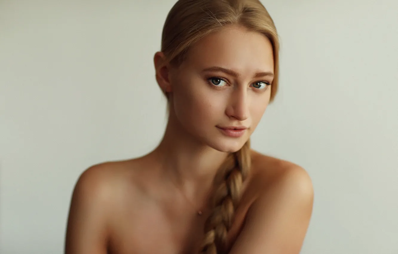 Фото обои взгляд, девушка, портрет, Liza, косичка, русая, Dmitry Arhar, русая коса