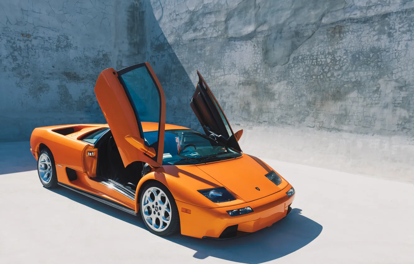 Фото обои Lamborghini, Orange, Front, Diablo, Supercar, Diablo VT, Open Door