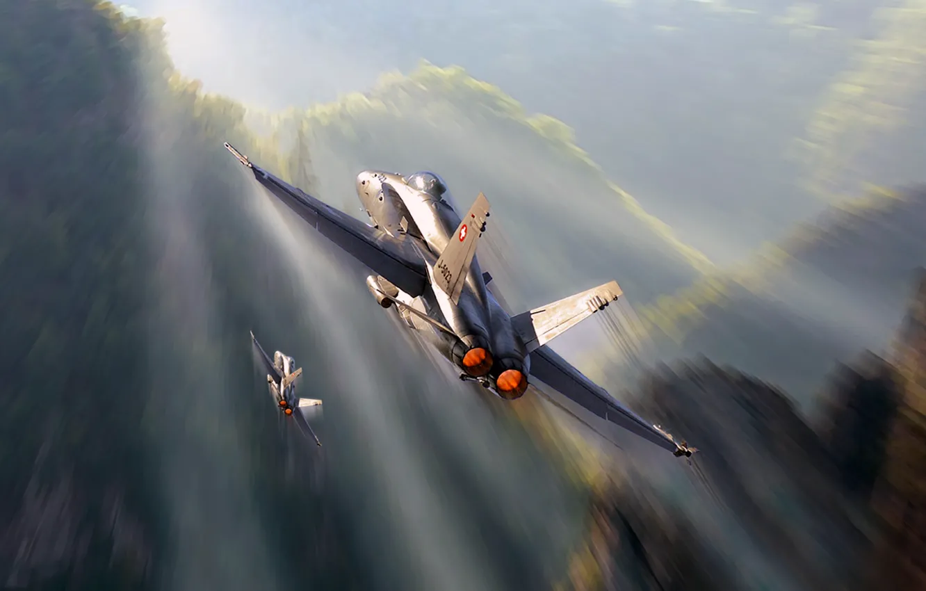 Фото обои Швейцария, Douglas, McDonnell, F/A-18 Hornet, американский палубный истребитель-бомбардировщик