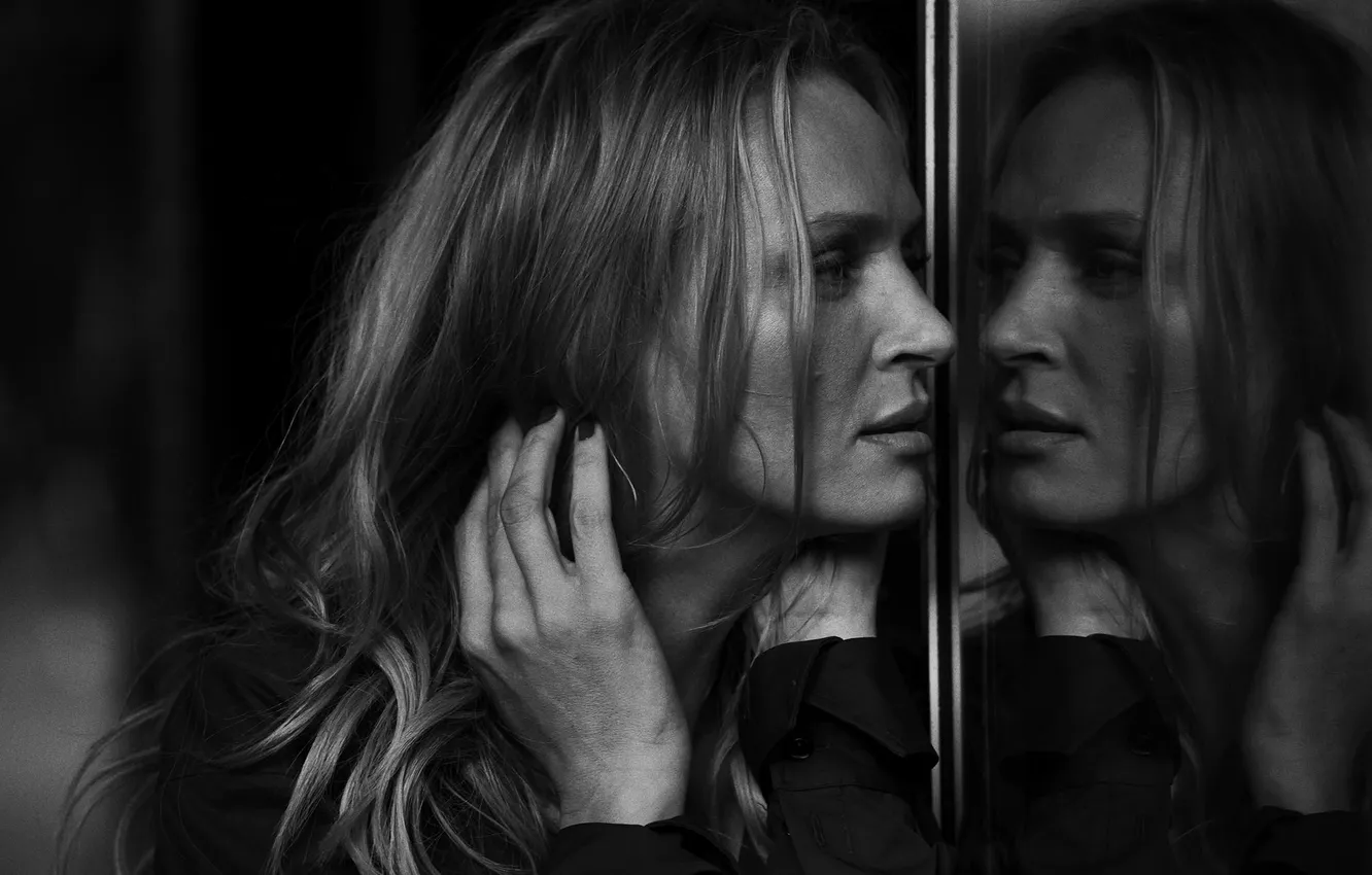 Фото обои Uma Thurman, portrait, Peter Lindbergh, black white