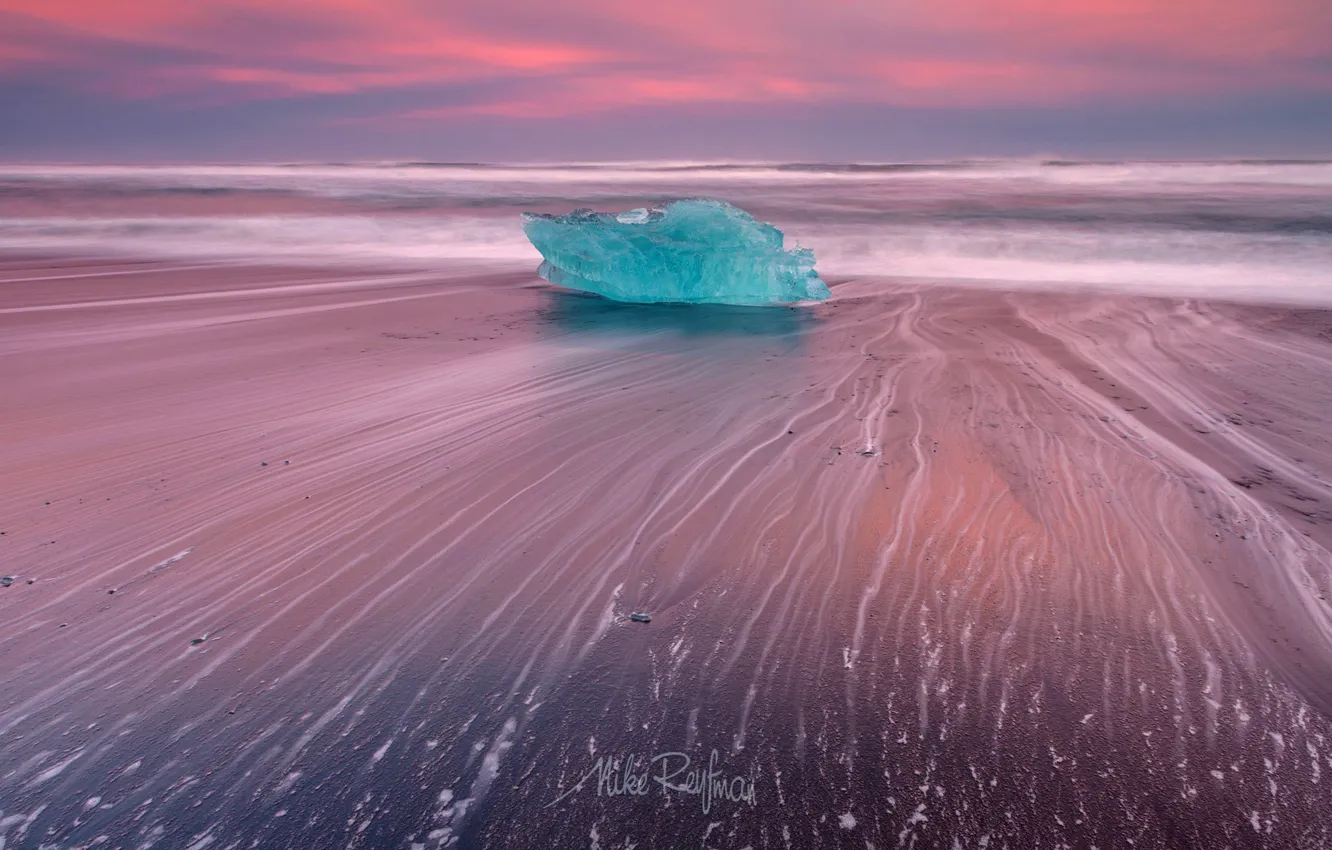 Фото обои пляж, свет, природа, лёд, Исландия