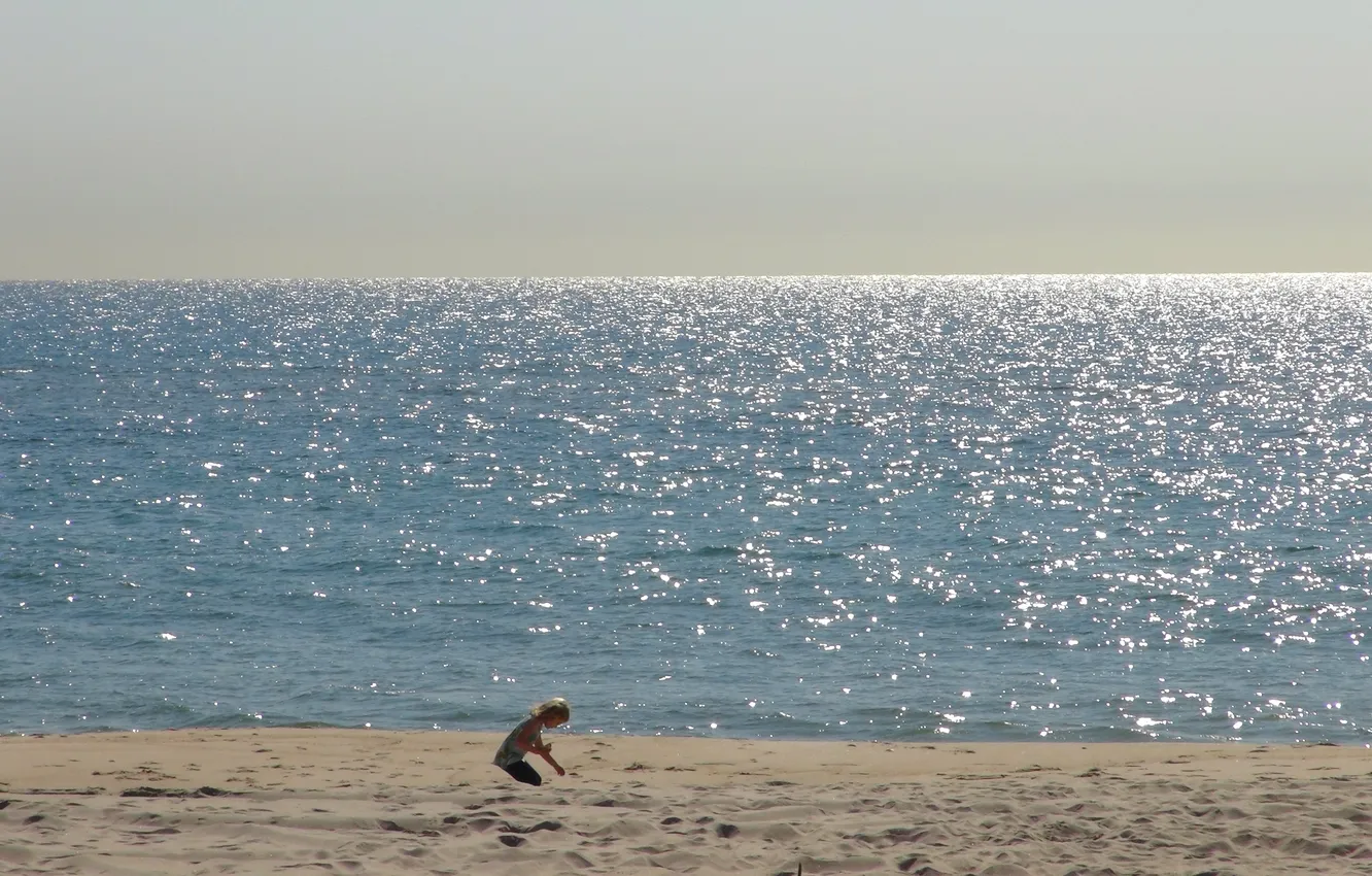 Фото обои пляж, океан, берег, девчонка