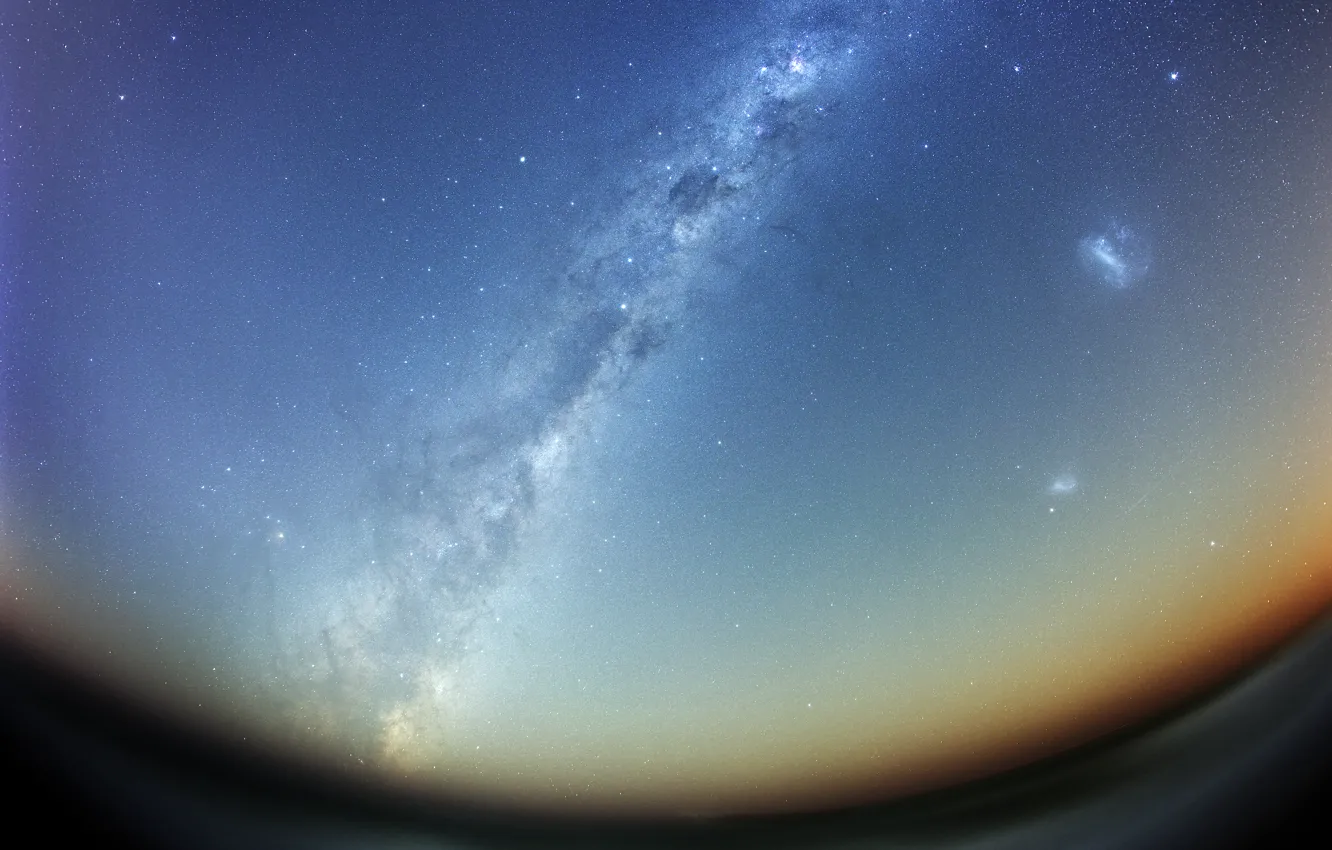 Фото обои звезды, Млечный путь, галактика, панорама, Магеллановы Облака