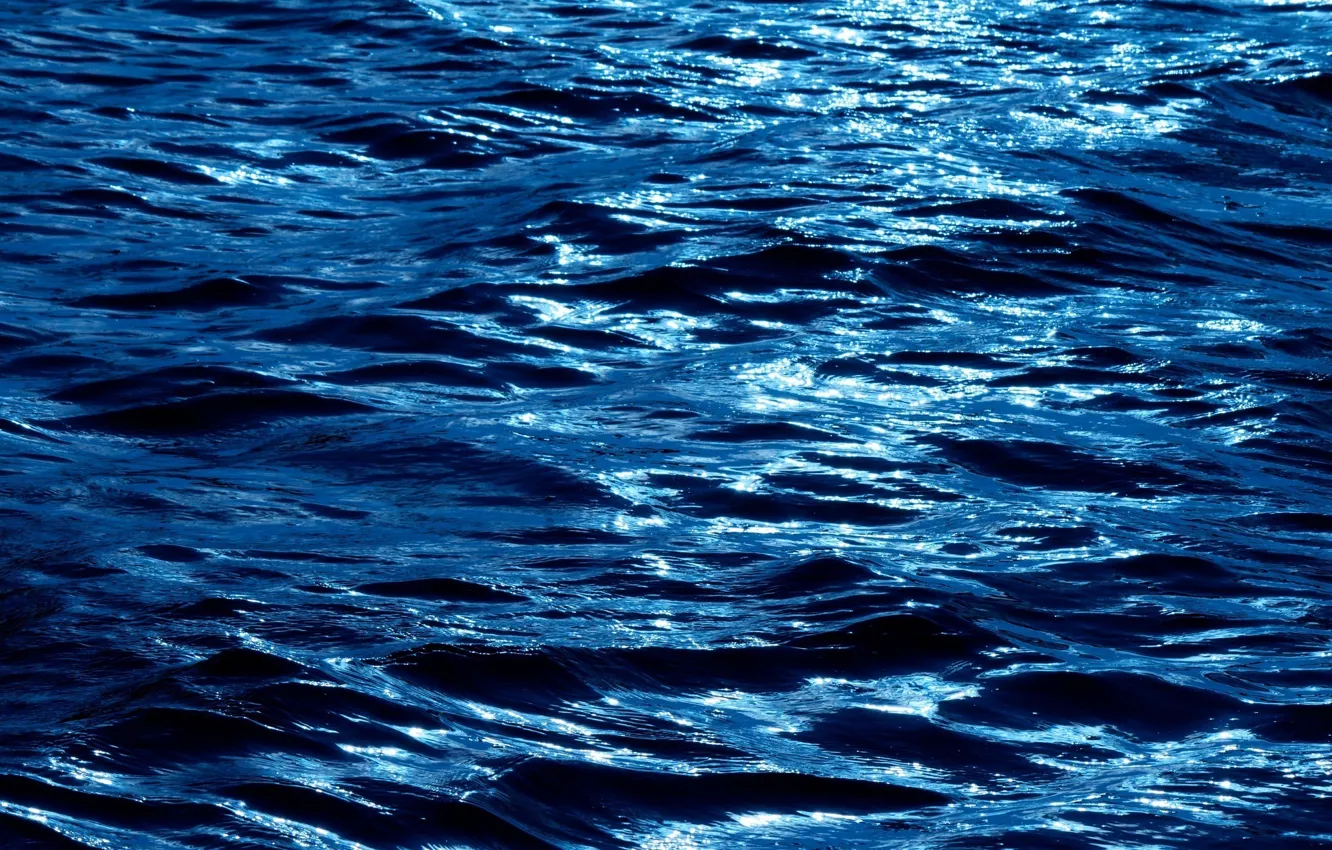 Фото обои волны, вода, синий, рябь