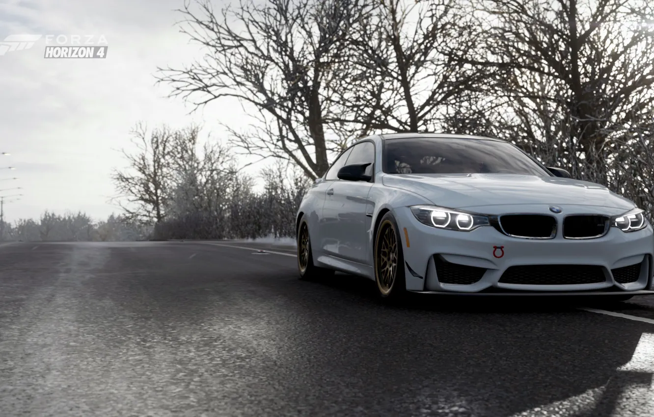 Фото обои трасса, Зима, BMW M4, Forza Horizon 4