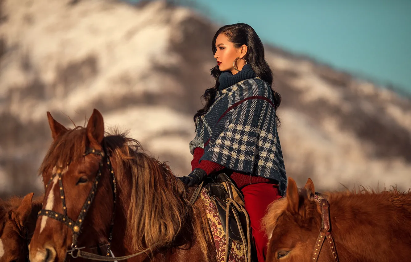 Фото обои девушка, кони, лошади, Анюта Онтикова