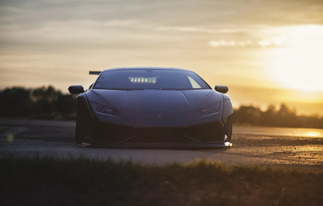 Фото обои свет, Lamborghini, вид спереди, Huracan