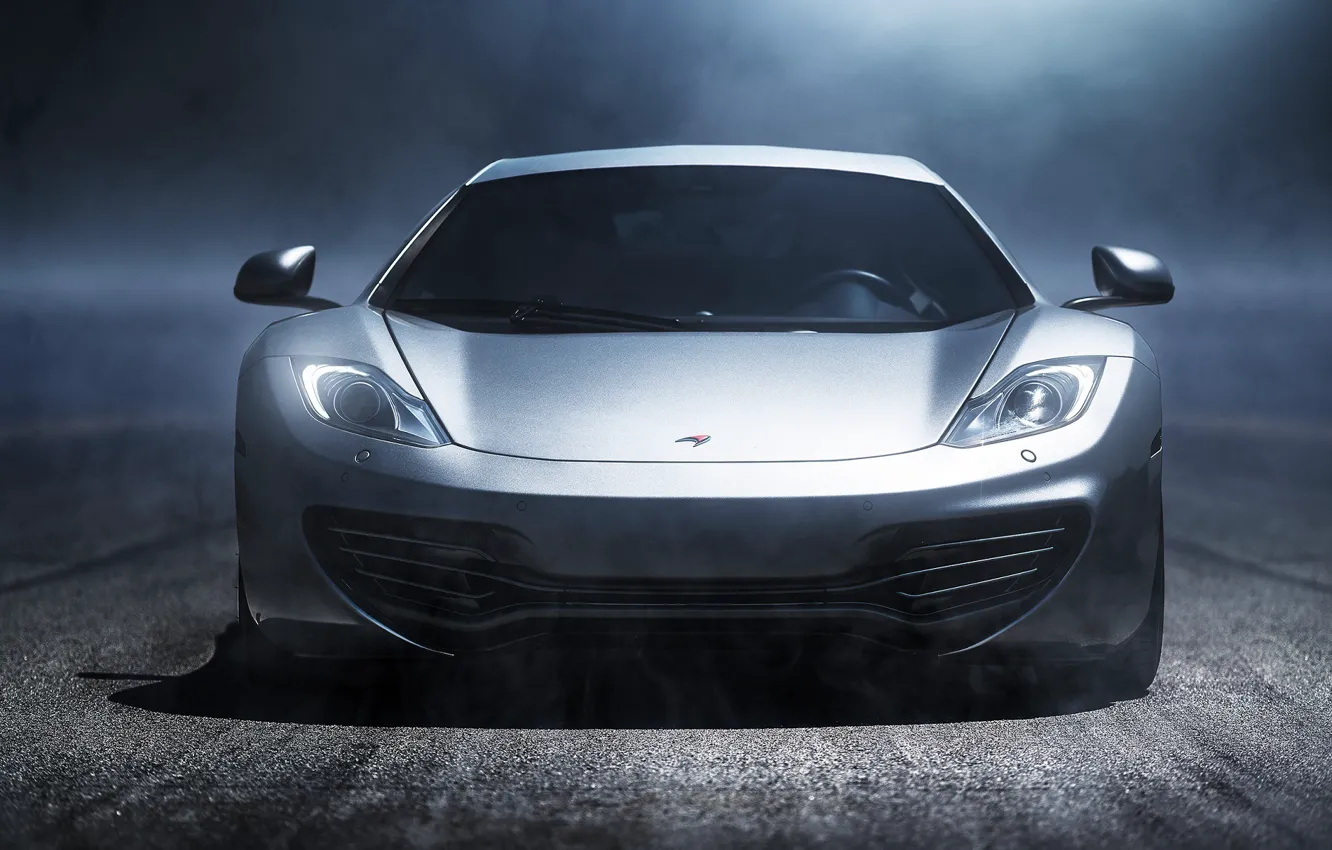 Фото обои McLaren, Туман, Ночь, Свет, Макларен, Суперкар, MP4-12C, Supercar