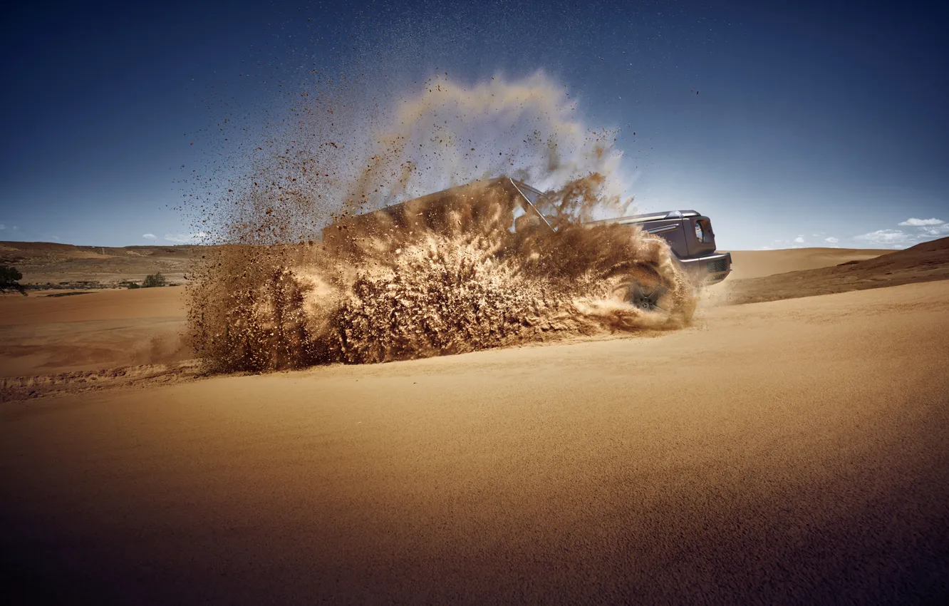 Фото обои песок, Mercedes-Benz, внедорожник, 2018, G-Class