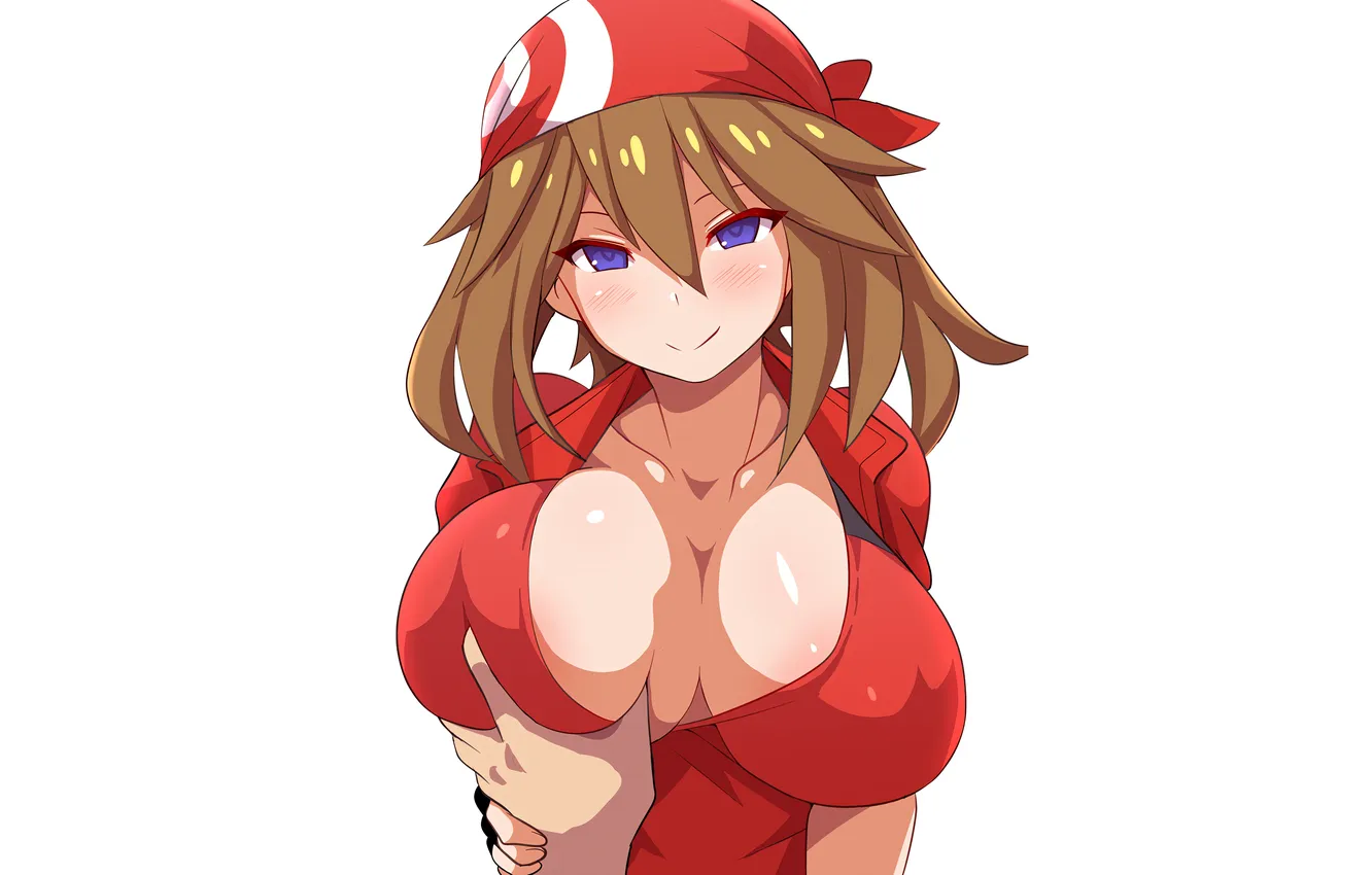 Фото обои girl, sexy, cleavage, blouse, boobs, sexy girl, anime, beautiful